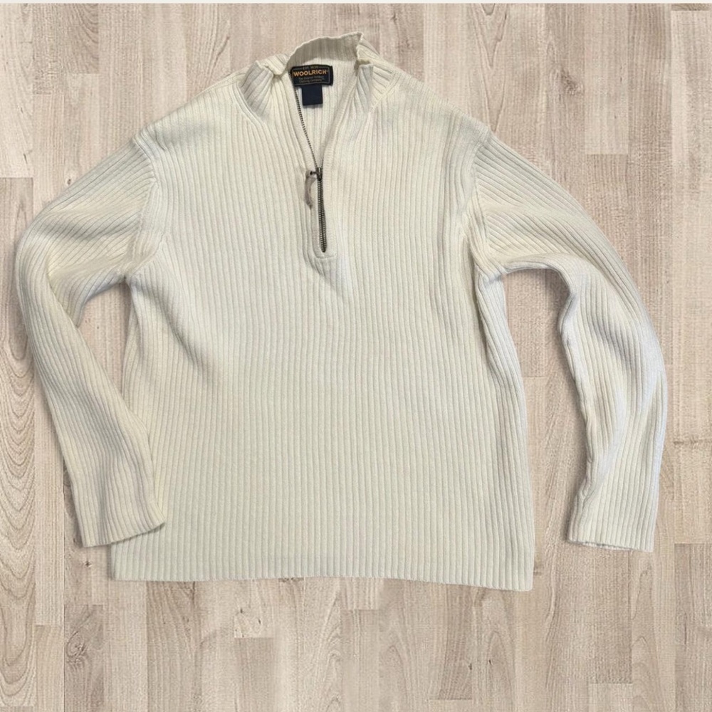 Woolrich Men's Cream Zip-Up Sweater